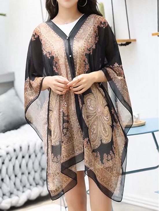 Reversible Pearl Chiffon Top with Filigrees
